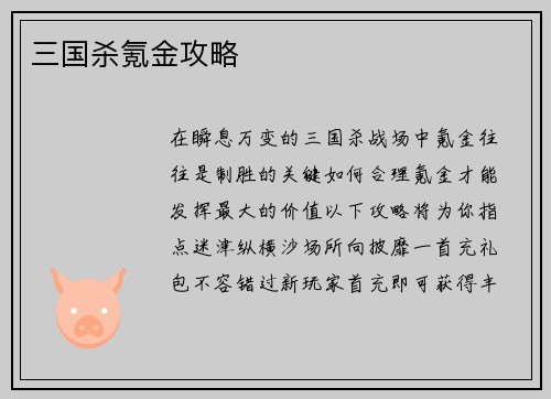 三国杀氪金攻略